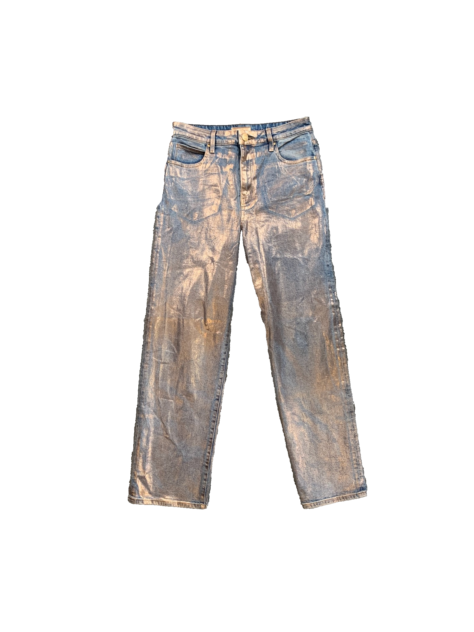 Kut From The Kloth Jeans Womens 4 Sienna Wide Leg High Rise Metallic Rose Gold